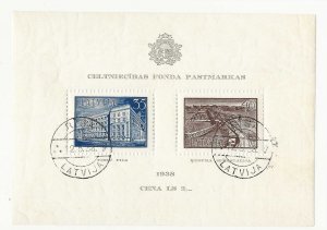 Latvia Sc #B96 sheet of 2 used with Riga FD CDS some wrinkling fine