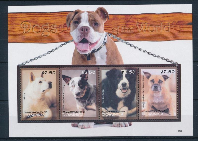 [29850] Dominica 2008 Animals Dogs Akita Border Collie MNH  Souvenir Sheet