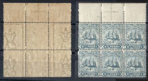 Turks & Caicos 1900 2½ greyish blue sg104a unmounted mint marginal block of 6,