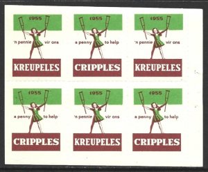South Africa 1955 Easter Seals Crippled Children Cinderella Booklet Bread VF-NH-