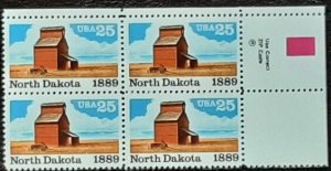 US Scott # 2403; 25c No Dakota; block of 4 from 1989; MNH, og; VF/XF centering