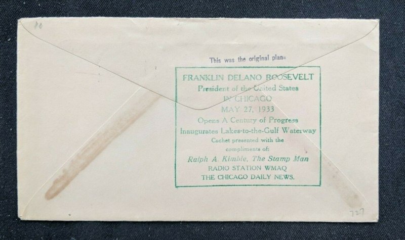 1933 Chicago Illinois Cover Century of Progress Cancel