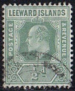 Leeward Islands 1907 ½d dull green used