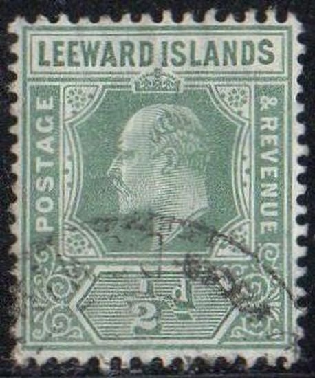 Leeward Islands 1907 ½d dull green used