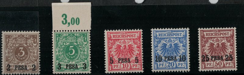 German East Africa SC 1-5 Mint 1893 SCV$ 223.00 Set