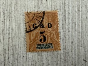 Guadeloupe #45 Used, 5c on 30c, Navigation and Commerce, 2024 SCV $4.00