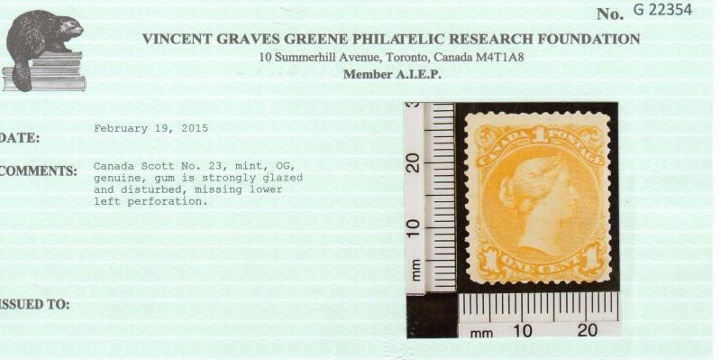 Canada #23 Mint **With Certificate**