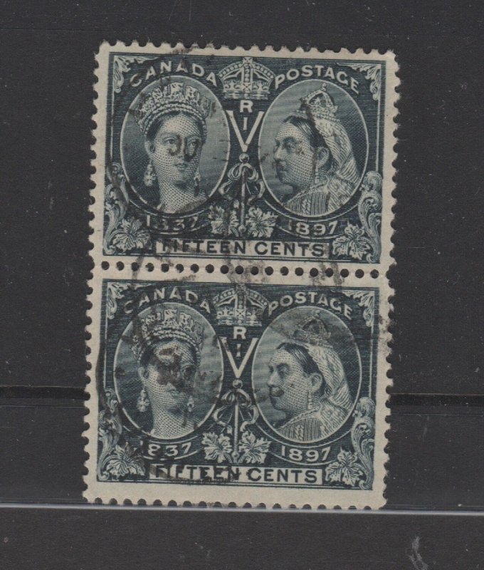 CANADA  #58 Jubilee vertical pair used Very Fine