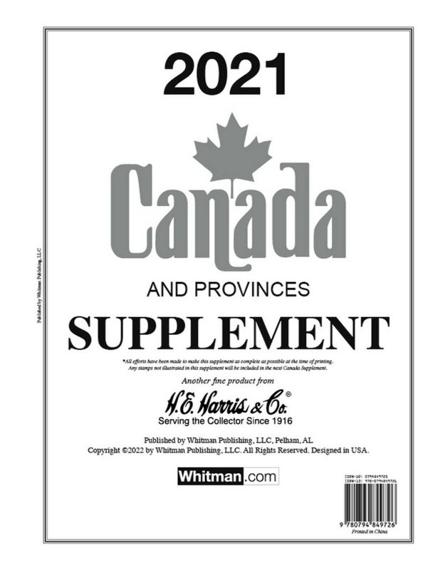 H E Harris Canada & Provinces 2021 Stamp Album Supplement