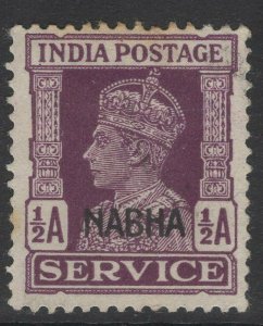 INDIA-NABHA SGO57 1943 ½a PURPLE USED