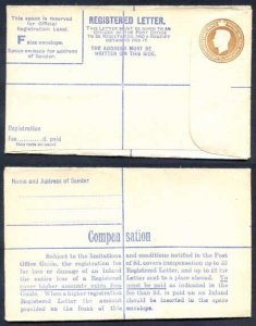 RP59 KGVI 5 1/2d Registered Envelope Size F McCorquodale and Co Ltd Under Flap