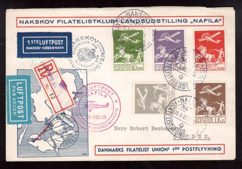 Denmark #C1 - #C5 VF Used Set On Nafila Flight Cover