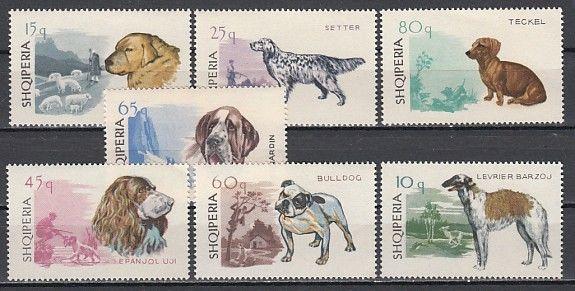 Albania, Scott cat. 986-992. Various Dogs issue.