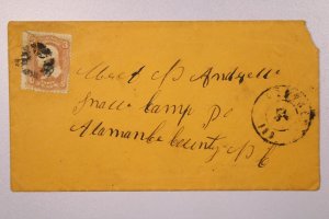 CSA - 1864 Cover from Indiana to Snow Camp NC w/ Letter - L37939