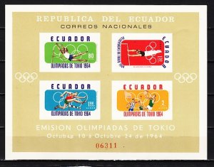 Ecuador, Scott cat. C434a. Tokyo Olympics s/sheet. ^