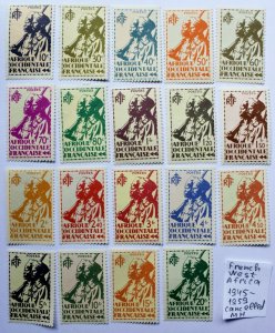 French West Africa on 4 cards 1945-1959 + Postage Due, Service