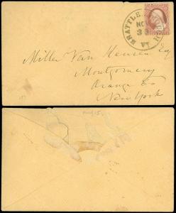 NOV 30 1857c, BRATTLEBOROUGH VT CDS to Miller Van Heusen, Montgomery NY, SC #25!