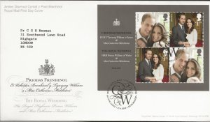 21/4/2011 ROYAL WEDDING MINIATURE SHEET FDC-TALLENTS HOUSE PMK