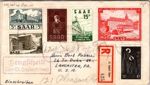 1954 St Ingbert Saar Germany Registered Mail Cover to Landcaster PA USA