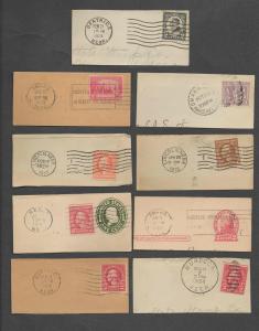 9 Vintage Cancels & Stamps from Nebraska Cut fr Paper