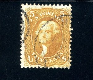 Scott 67a FVF Used US 1861 Jefferson +Cert SCV $1100+