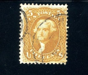 USAstamps Used FVF US 1861 Jefferson Scott 67a +Cert SCV $1100+