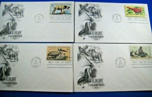 US FDCs - LOT OF 4 - 1972 WILDLIFE CONSERVATION                        (fdc6)