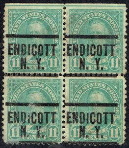 1922 11c Hayes w/local PRECANCEL (563-204) f/ENDICOTT NY! Block of 4.