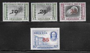 Costa Rica Scott C334-37 MNHOG - 1962 Surcharges - SCV $2.70