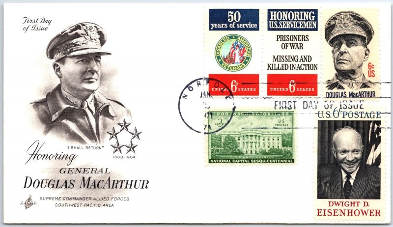 U.S. FIRST DAY COVER HONORING GENERAL DOUGLAS MACARTHUR IN COMBINATION 1971 (C)