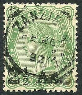 Zanzibar SGZ75 2a6p Yellow-Green Z5 Squared Circle dated 26th Feb 1892