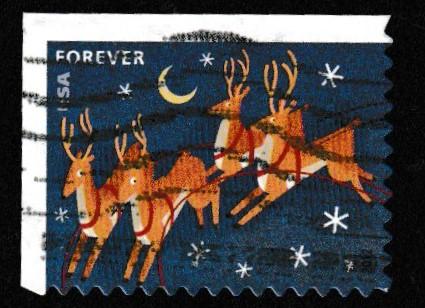 SC# 4712 - (45c) - Christmas - Reindeer in Flight - Used Off Paper