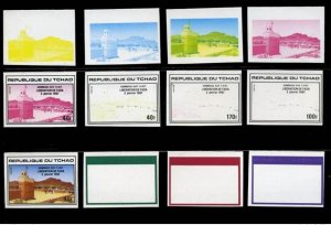 Chad 1987 / 1988 Mi. 1155 - 1158 color tests tribute to Fada FANTs-