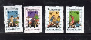 GRENADA GRENADINES #772-775 1986 WORLD CUP SOCCER OVPRT GOLD MINT VF NH O.G