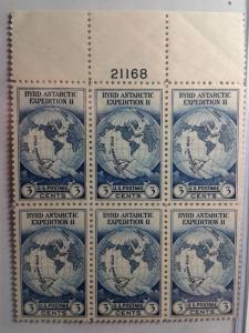 SCOTT # 733 MINT NEVER HINGED AMAZING PLATE BLOCK OF 6 !