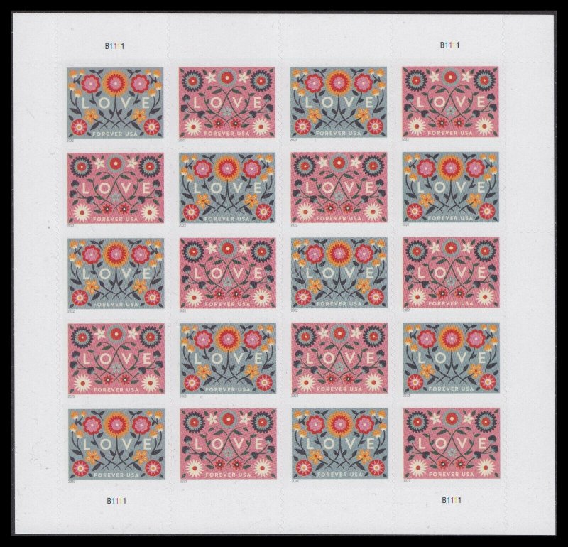 US 5660-5661 5661b Love forever sheet (20 stamps) MNH 2022