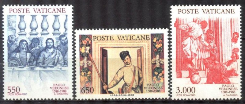 Vatican 1988 Art Paintings Paolo Veronese Mi.949/51 MNH