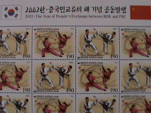 ​KOREA-2002-SC#2109  MARITIAL ARTS-JOINT WITH CHINA-LARGE SHEET-MNH VF-