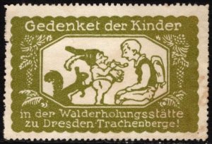 Vintage Germany Poster Stamp Remember The Children In The Forest Recreation Area