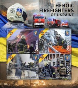 Sierra Leone - 2022 Ukraine Firefighters - 4 Stamp Sheet - SRL220237a1