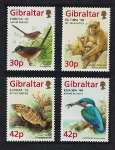 Gibraltar Warbler Kingfisher Birds Monkey Grouper Fish 4v 1999 MNH