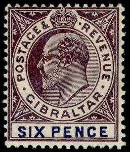 GIBRALTAR SG60, 6d Dull Purple & Violet, LH MINT. Cat £50. ORDINARY PAPER