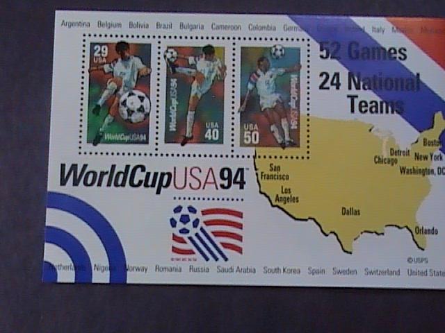 U.S.# 2837--MINT/NH--SOUVENIR SHEET OF 3 --SOCCER/WORLD CUP-USA---1994