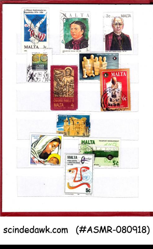 COLLECTION OF MALTA USED STAMPS IN SMALL STOCK BOOK - 99 STAMPS