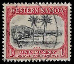 Western Samoa #167 Used LH; 1p View of Apia (1935)