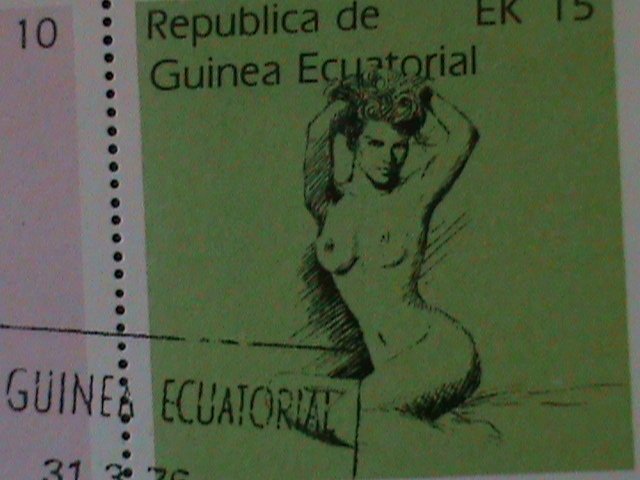 ​EQUARTORIAL GUINEA-1976-FAMOUS NUDE ARTS PAINTINGS-CTO IMPERF S/S VERY FINE