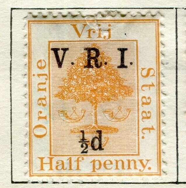 ORANGE FREE STATE; 1900 early QV V.R.I. Optd surcharged issue Mint 1/2d. value