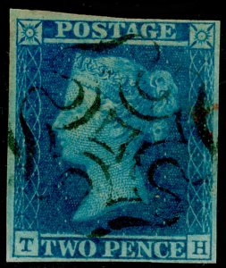 SG13, 2d pale blue, USED. Cat £295+. SCOTTISH MX. 4 MARGINS. TH 