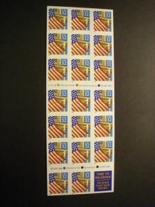 Scott 2920a, 32c Flag over Porch, Booklet pane of 20 #V23432