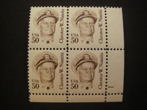 Scott 1869, 50c Chester Nimitz, PB4 #1 LR, MNH Great Americans Beauty